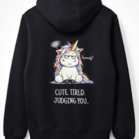 bluza moodicorn black tired Bluza oversize boxy - Moodicorn cute.tired.judging you - Black
