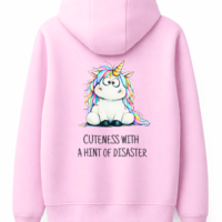 Bluza oversize boxy - Moodicorn cuteness with a hint of disaster - Pink