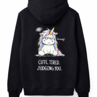 bluza moodicorn tired black Bluza oversize boxy - Moodicorn cute.tired.judging you - Black