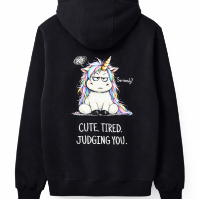 bluza moodicorn tired black Bluza oversize boxy - Moodicorn cute.tired.judging you - Black