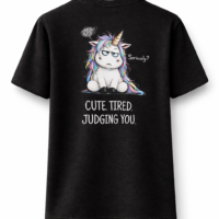 koszulka moodicorn tired black Moodicorn koszulka damska oversize - Cute. Tired. Judging You - Black