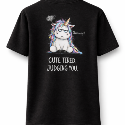 koszulka moodicorn tired black Moodicorn koszulka damska oversize - Cute. Tired. Judging You - Black