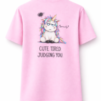 koszulka moodicorn tired pink Moodicorn koszulka damska oversize - Cute. Tired. Judging You - Pink