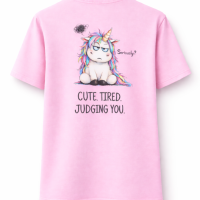 koszulka moodicorn tired pink Moodicorn koszulka damska oversize - Cute. Tired. Judging You - Pink