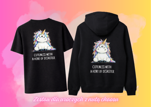 Dla tych uroczych ale z charakterem (1) Komplet Moodicorn "Cutennes with a hint of disaster" bluza i koszulka