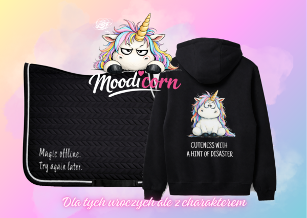 Komplet Moodicorn "Powered by hay & dreams" czaprak i bluza "Cuteness"