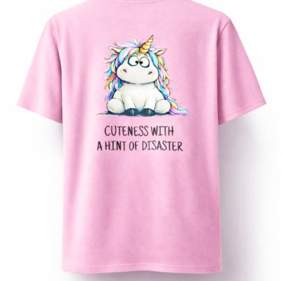 koszulka moodicorn cuteness pink Moodicorn koszulka damska oversize - Cuteness with a hint of disaster - Pink